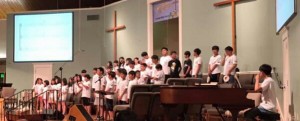 Korean children practice songs for the musical, "Back to the Cross," at FBC Ponchatoula. Courtesy photo.