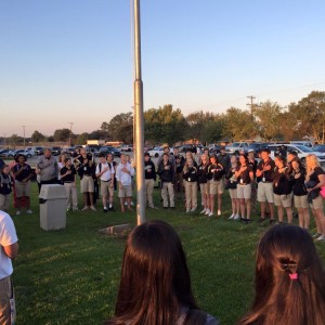 Students at Berwick High School prayed around their flagpole earlier this morning.