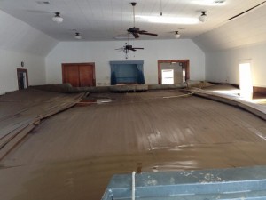 The water inside the sanctuary at Zenoria Baptist Church has receded but the damage left behind is extensive. 