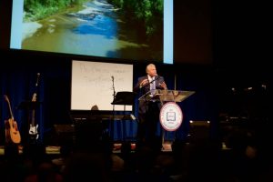 Louisiana College President Rick Brewer encourages students to have a purpose for Christ during a chapel service. Louisiana College photo