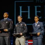 The Honor Our Heroes Sunday featured a new element this year – the Hero of the Year Award that includes a $1,000 cash award for a hero in the categories of active military, active law enforcement and active firefighters in the Shreveport-Bossier City metropolitan area.
Jae-Preston Pollard with the Shreveport Fire Department, Corporal Justin McDonnel with the Caddo Parish Sheriff’s Office and United States Air Force Captain Khalisha Starr were named winners from among 15 finalists. First Bossier photo