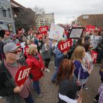 Right to life supporters march across the Long-Allen Bridge between Shreveport and Bossier City during the Louisiana Life March North.