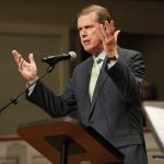 Lane Moore, NLBA Director welcomes guests to the Call to Prayer IV at Broadmoor Baptist Church in Shreveport.