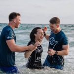 This high school student was excited to participate in a beach side baptism service in Panama City, Florida.