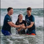 This high school student was excited to participate in a beach side baptism service in Panama City, Florida.