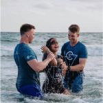 This high school student was excited to participate in a beach side baptism service in Panama City, Florida.