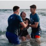 This high school student was excited to participate in a beach side baptism service in Panama City, Florida.