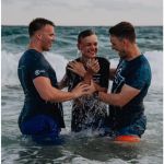 This high school student was excited to participate in a beach side baptism service in Panama City, Florida.
