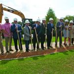 Pastor Brad Jurkovich, his wife, Stephanie, and First Bossier’s leadership team, building team and other staff members broke ground September 29 on their new facility. Doug Collier photo