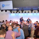 Executive Board members surrounded Louisiana Baptists Executive Director Steve Horn in prayer at their meeting September 24.