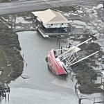 A boat was turned sideways in Grand Isle after Ida passed through the community. Louisiana Governor's Office of Homeland Security and Emergency Preparedness