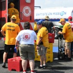 North Carolina Baptist Disaster Relief team members sorted through supplies at First Baptist Church in New Orleans. Patrick Dennis photo